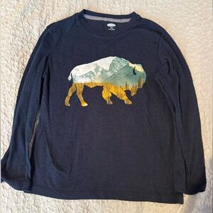 Old Navy Kids Dark Blue Bison Graphic Tee